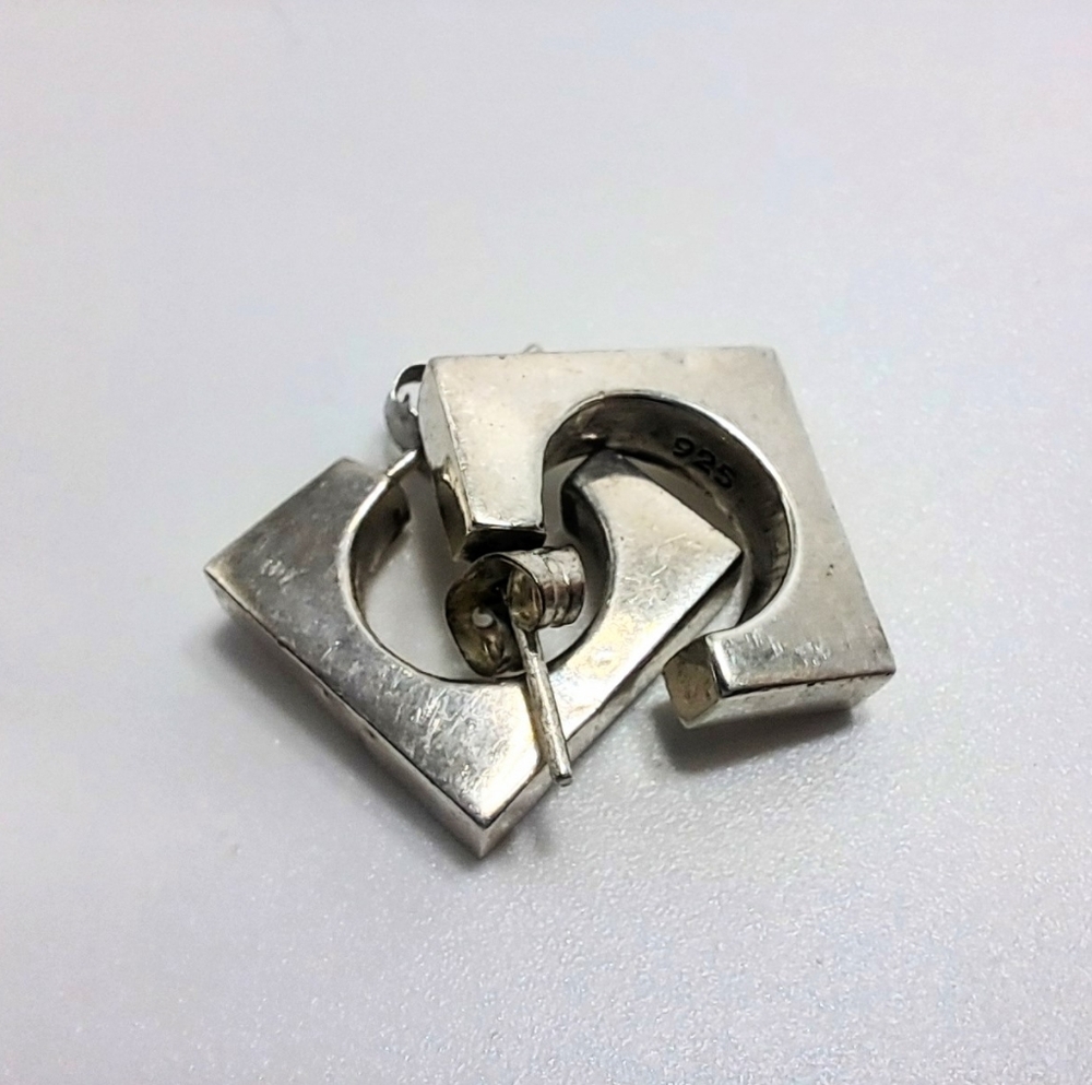 Vintage 1960's Square Hoop Modernist Earrings - Picture 1 of 4